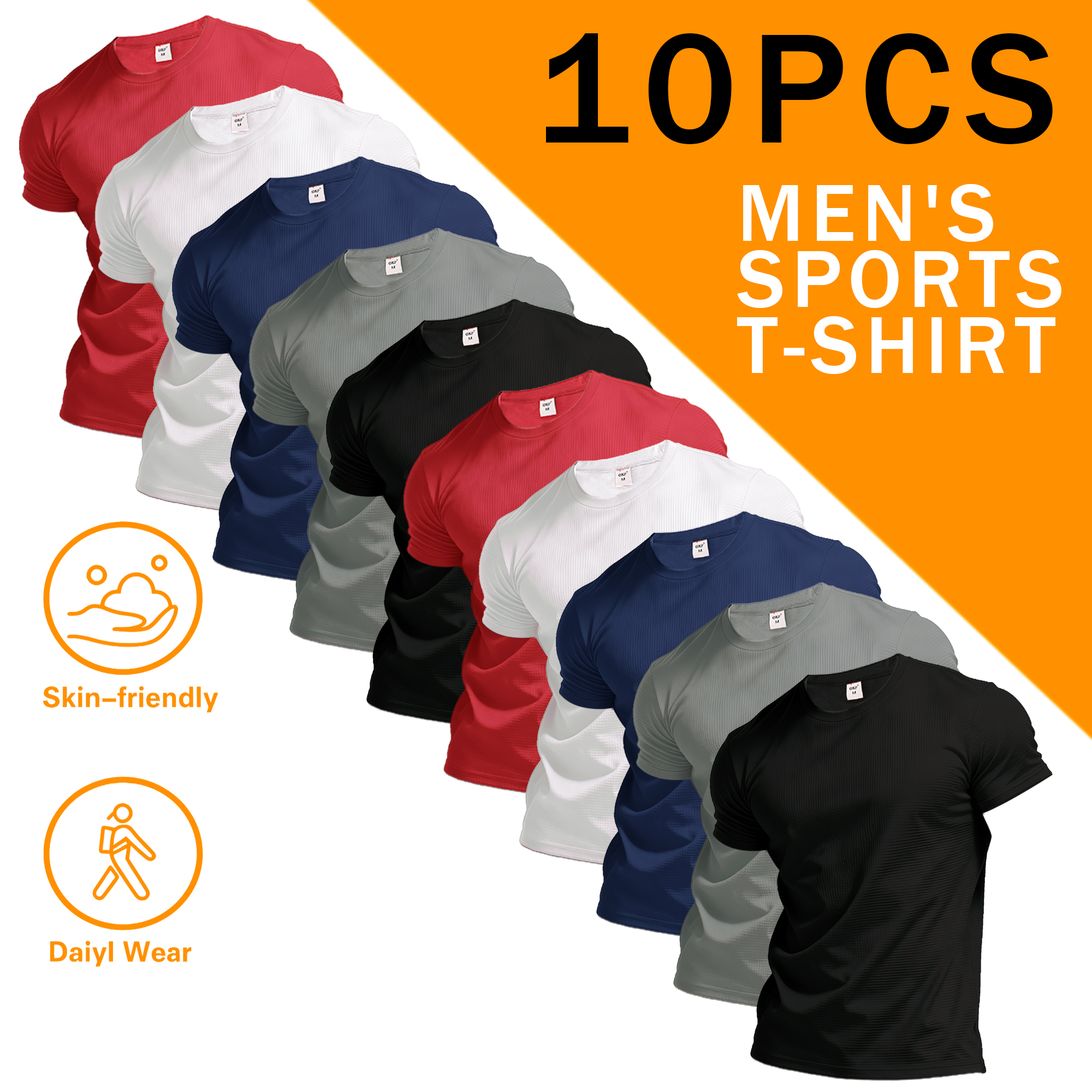 Fishing Equipment In China - 10Pieces Of Men's Sports Round Neck