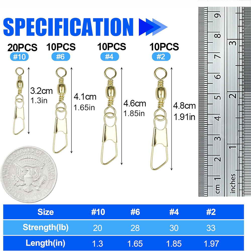 50Pcs Gold Fishing Barrel Swiv - Fishing Equipment Shop のレビューと価格
