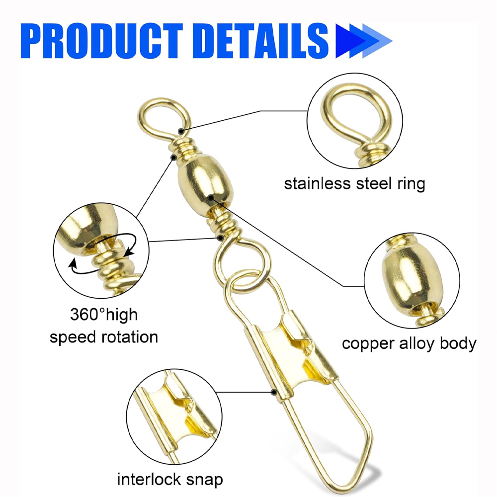 50Pcs Gold Fishing Barrel Swiv - Fishing Equipment Shop のレビューと価格