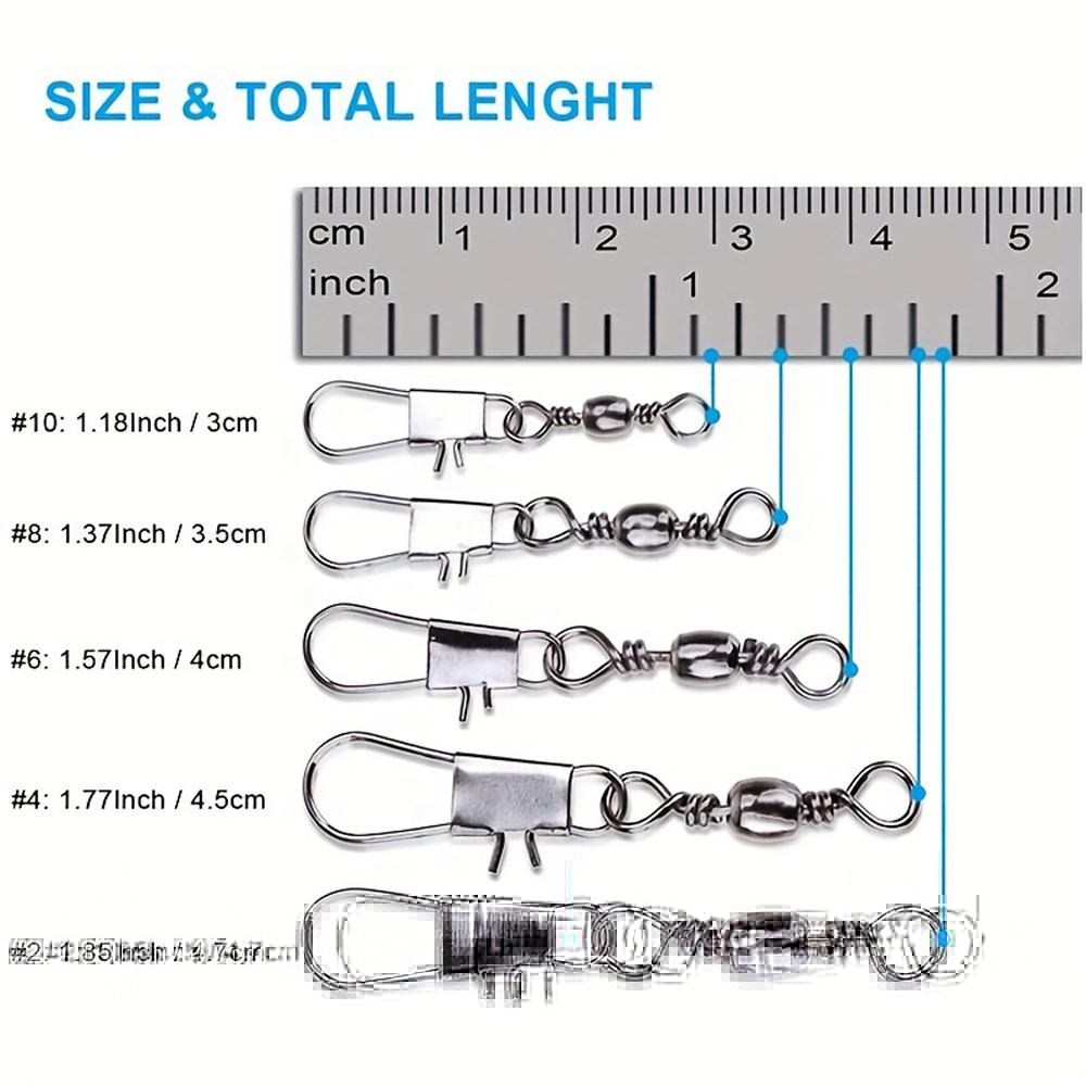 100Pcs/Lot 4#6#8#10#12# Swivel - Fishing Equipment Tackle のレビューと価格