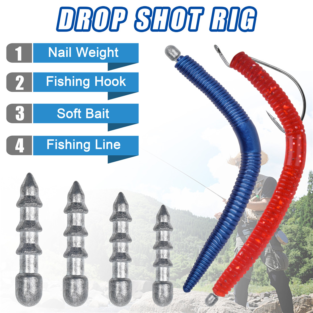 60PCS Nail weights Worm Fishin - Fishing Equipment Tackle のレビューと価格