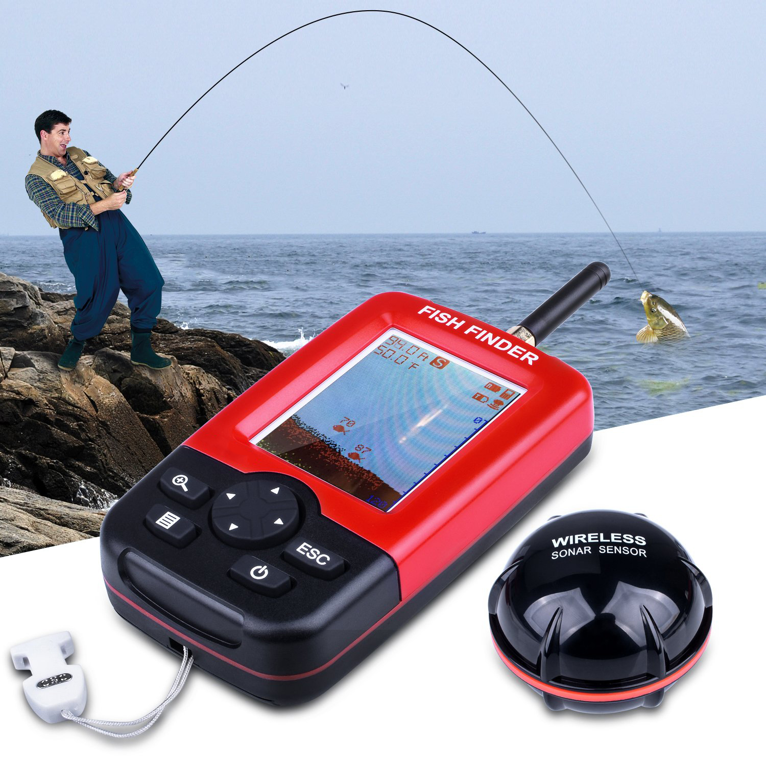 100M Portable Sonar Fish Finde - Fishing Equipment English のレビューと価格