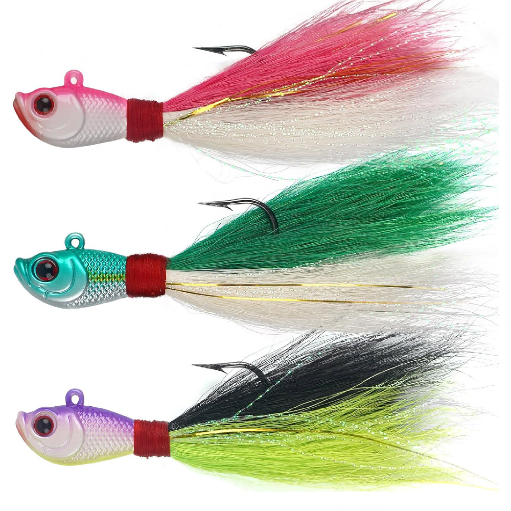 3pcs Bucktail Jigs Saltwater F - Fishing Equipment Shop のレビューと価格