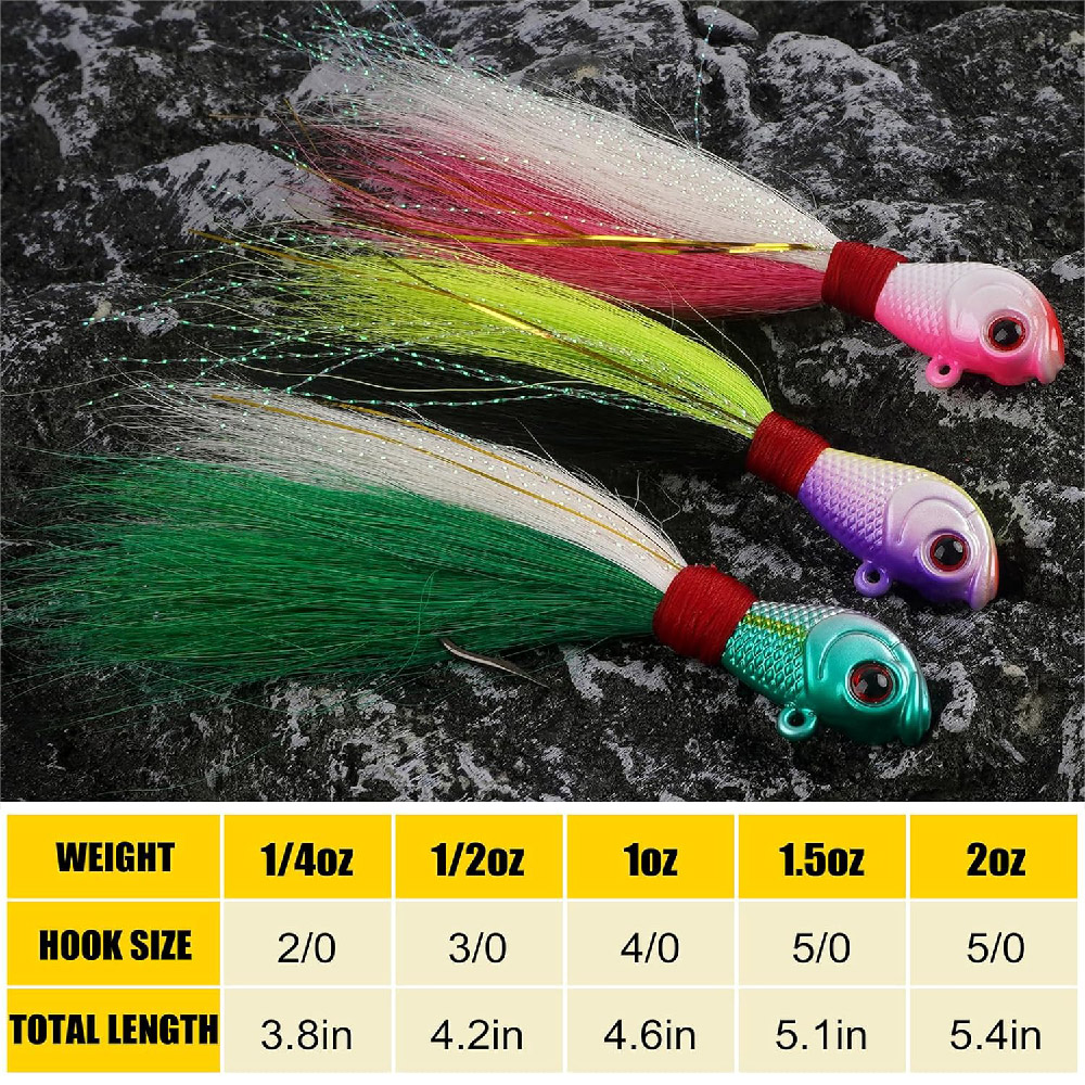 3pcs Bucktail Jigs Saltwater F - Fishing Equipment Shop のレビューと価格