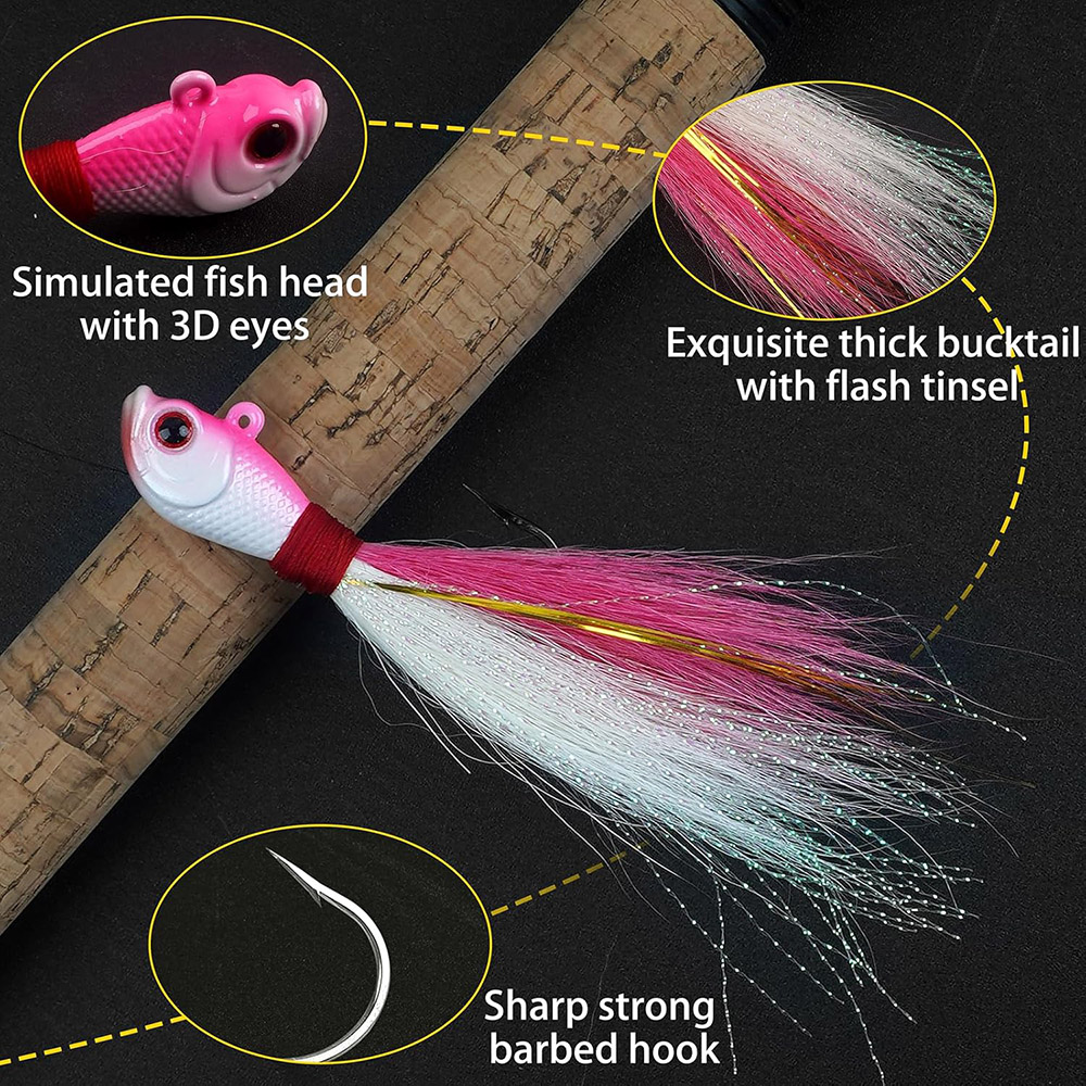 3pcs Bucktail Jigs Saltwater F - Fishing Equipment Shop のレビューと価格