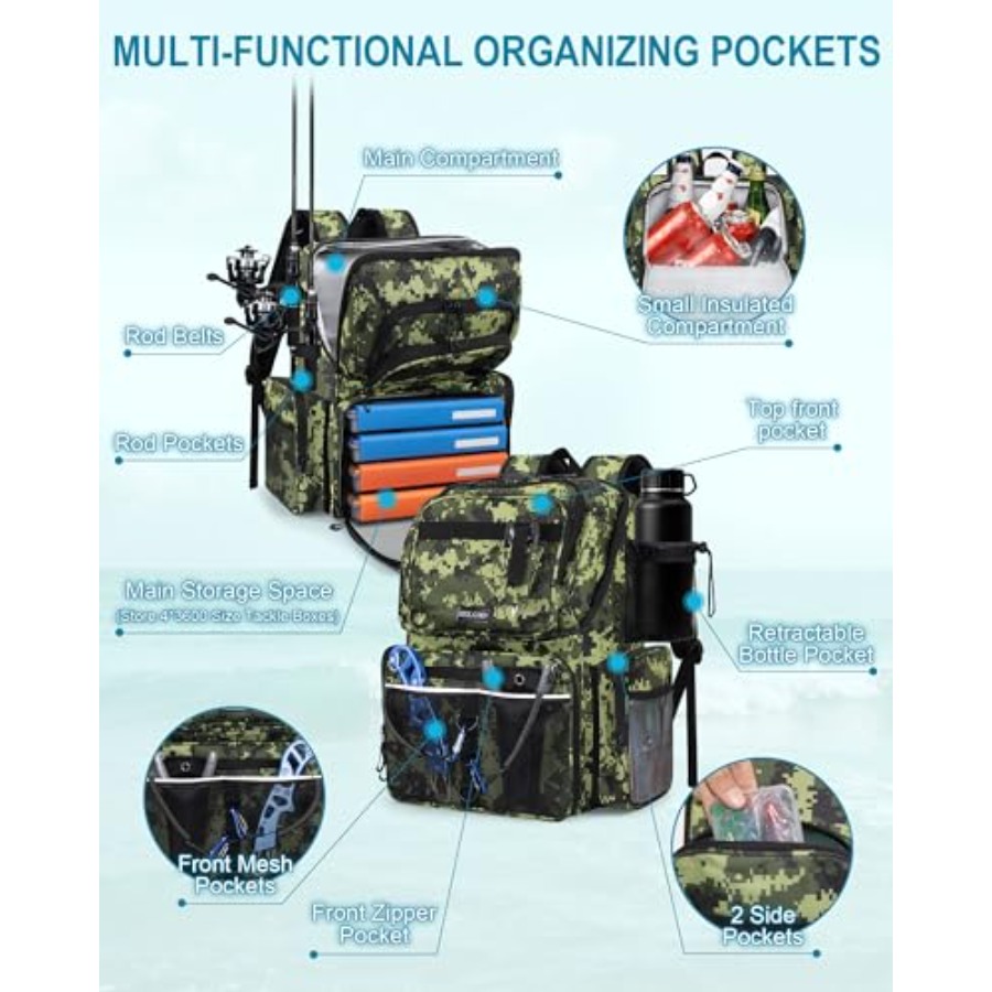 Fishing Backpack with Rod Hold - Fishing Equipment Tackle のレビューと価格
